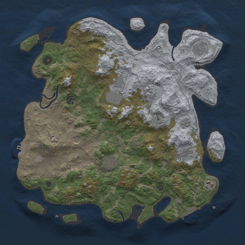 Rust Map: Procedural Map, Size: 4000, Seed: 479360340, 18 Monuments