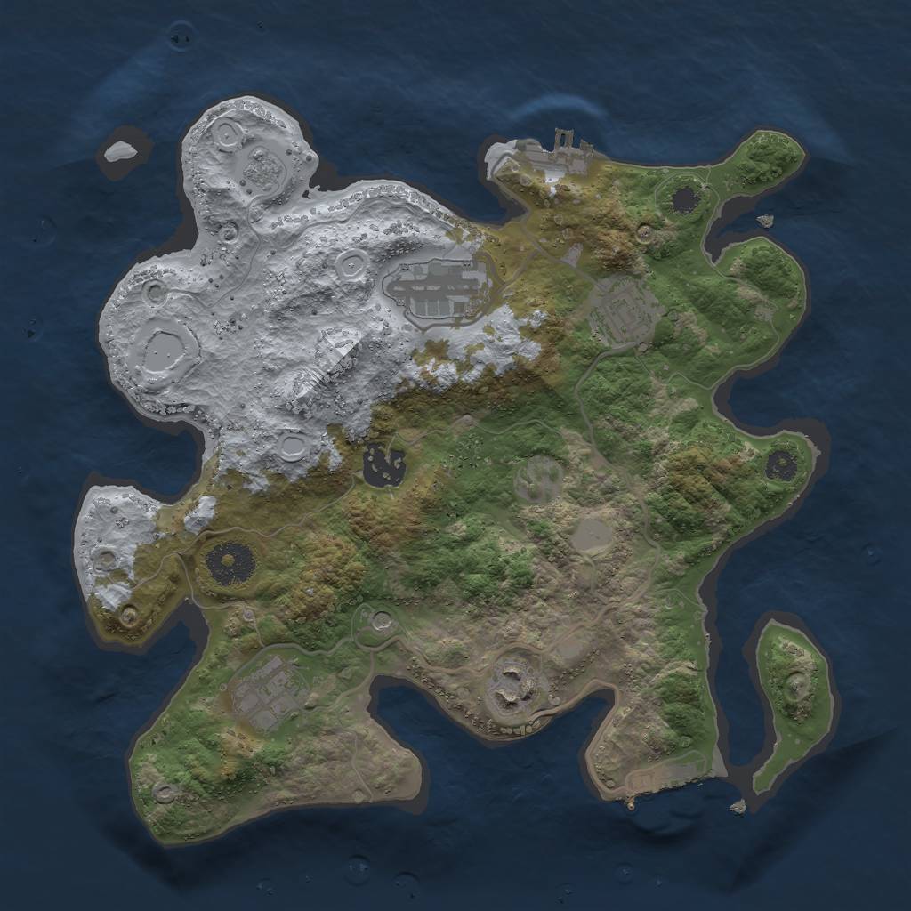 Rust Map: Procedural Map, Size: 3000, Seed: 48769852, 14 Monuments
