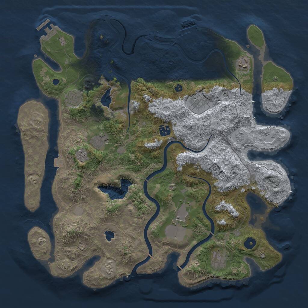 Rust Map: Procedural Map, Size: 4000, Seed: 1287983522, 14 Monuments