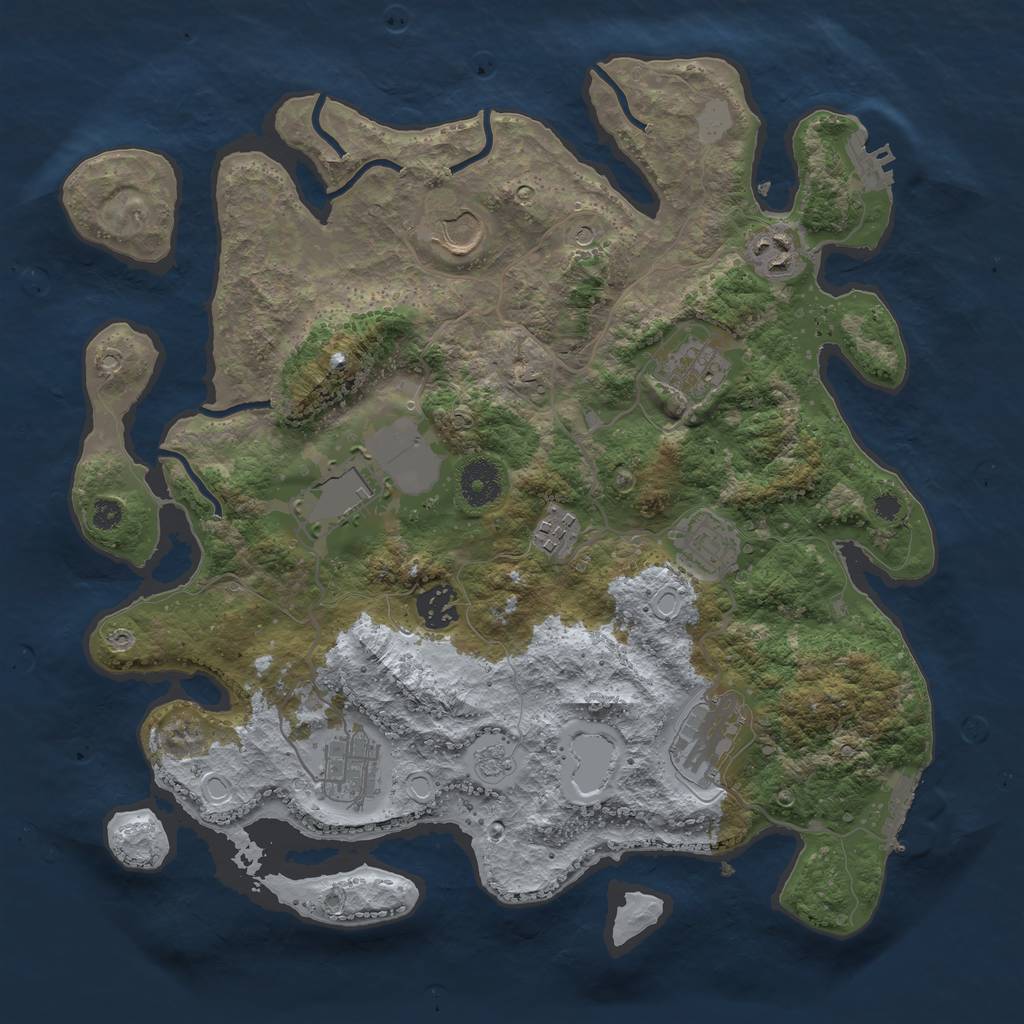 Rust Map: Procedural Map, Size: 3550, Seed: 30642809, 18 Monuments