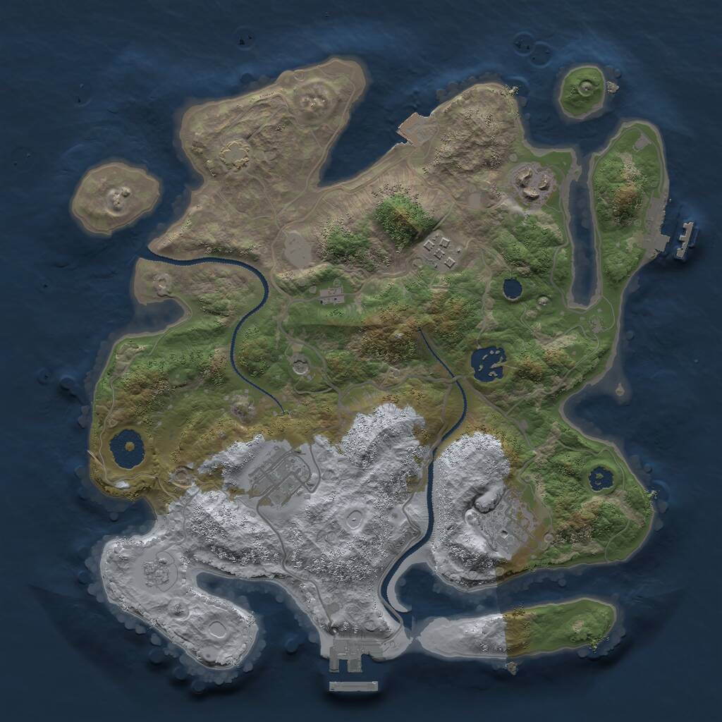 Rust Map: Procedural Map, Size: 3000, Seed: 7196248, 11 Monuments