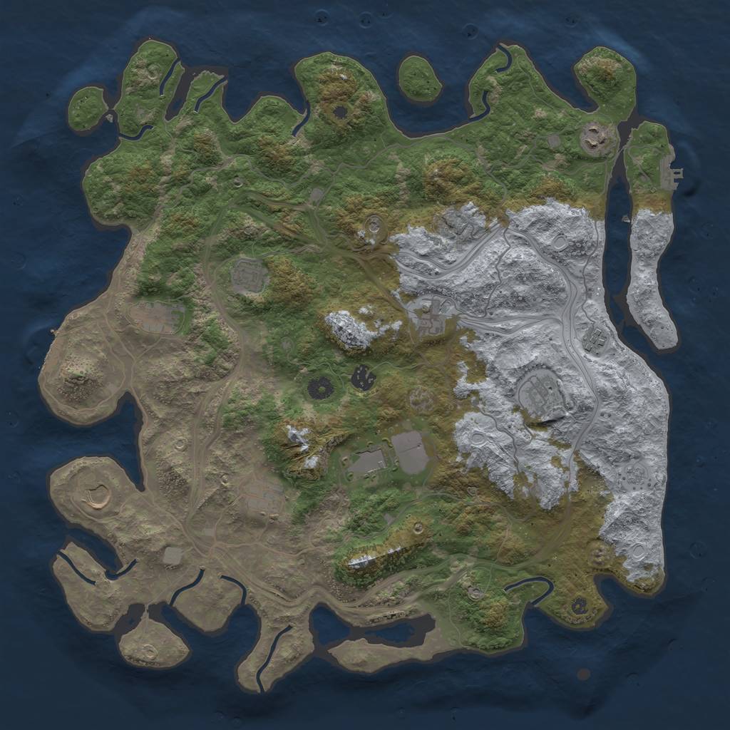 Rust Map: Procedural Map, Size: 4500, Seed: 333333, 19 Monuments