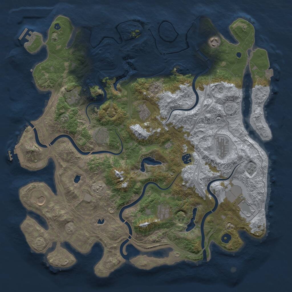 Rust Map: Procedural Map, Size: 4500, Seed: 333333, 16 Monuments