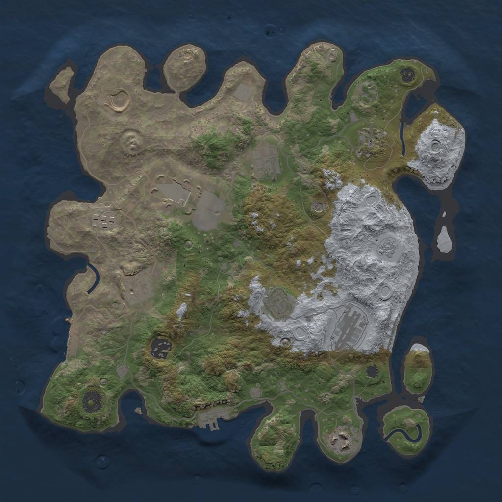 Rust Map: Procedural Map, Size: 3500, Seed: 2096223675, 19 Monuments