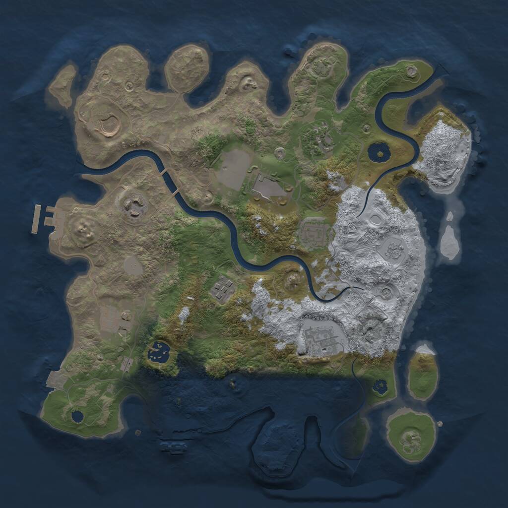 Rust Map: Procedural Map, Size: 3500, Seed: 2096223675, 15 Monuments