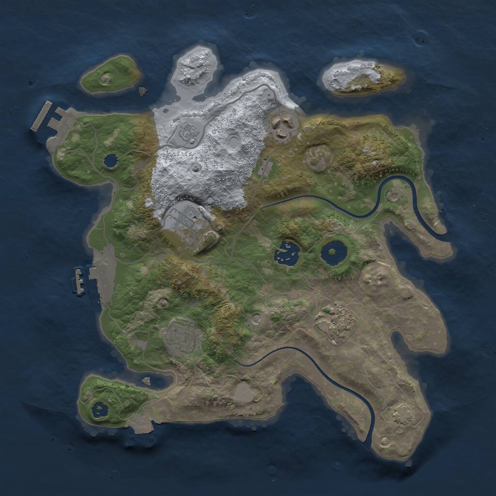 Rust Map: Procedural Map, Size: 3000, Seed: 37965, 11 Monuments