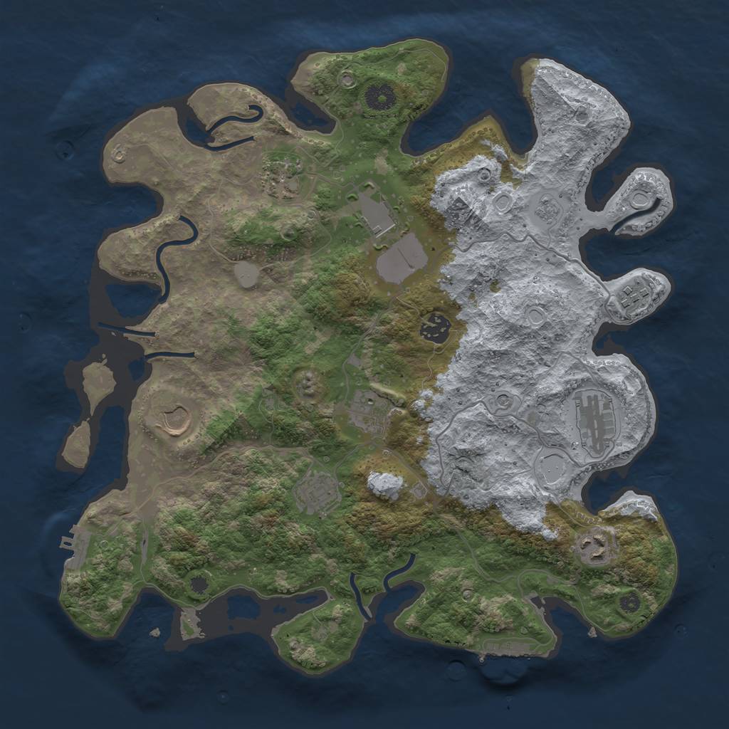 Rust Map: Procedural Map, Size: 3700, Seed: 1100982125, 18 Monuments