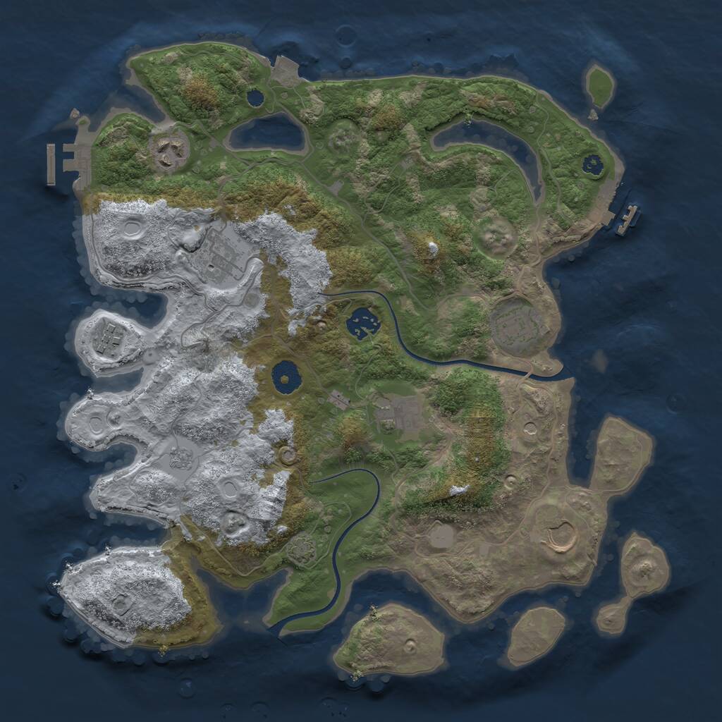 Rust Map: Procedural Map, Size: 3500, Seed: 1900570318, 13 Monuments