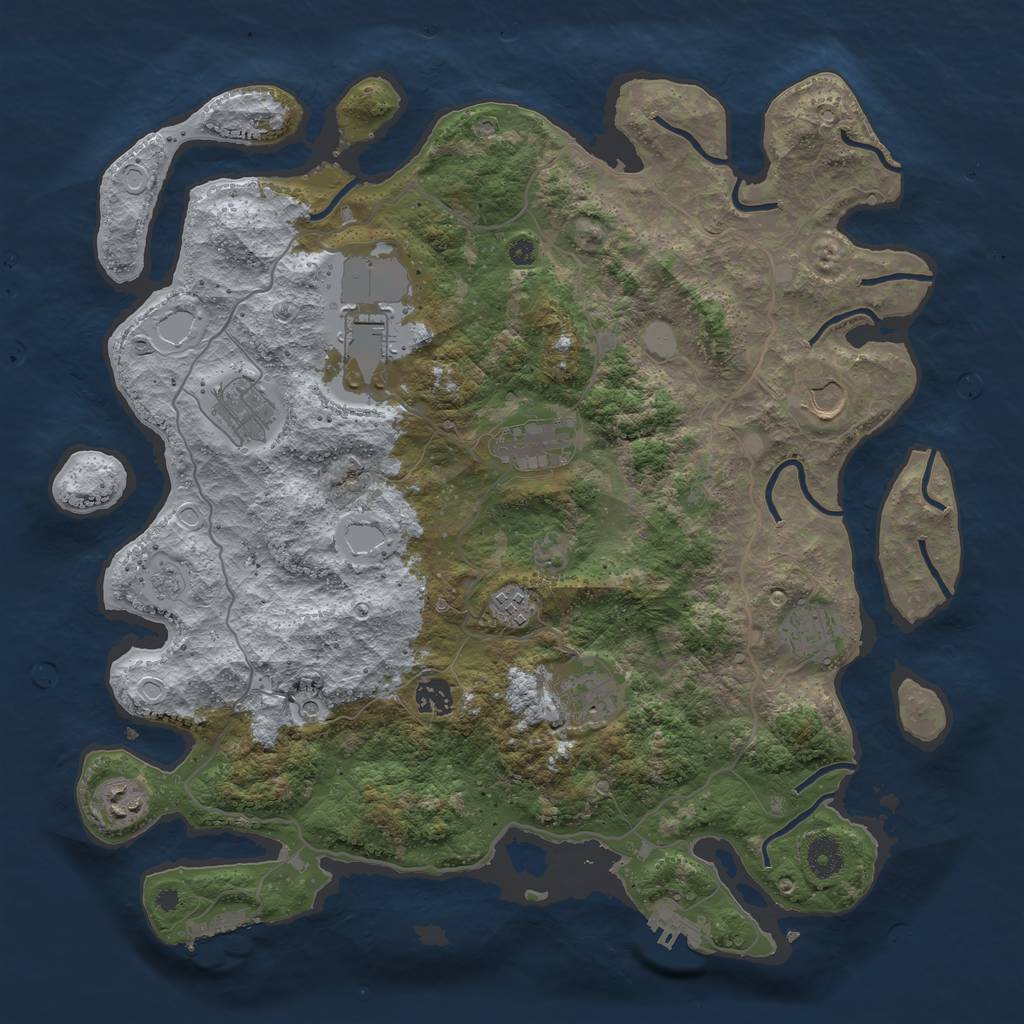 Rust Map: Procedural Map, Size: 4000, Seed: 250316579, 18 Monuments