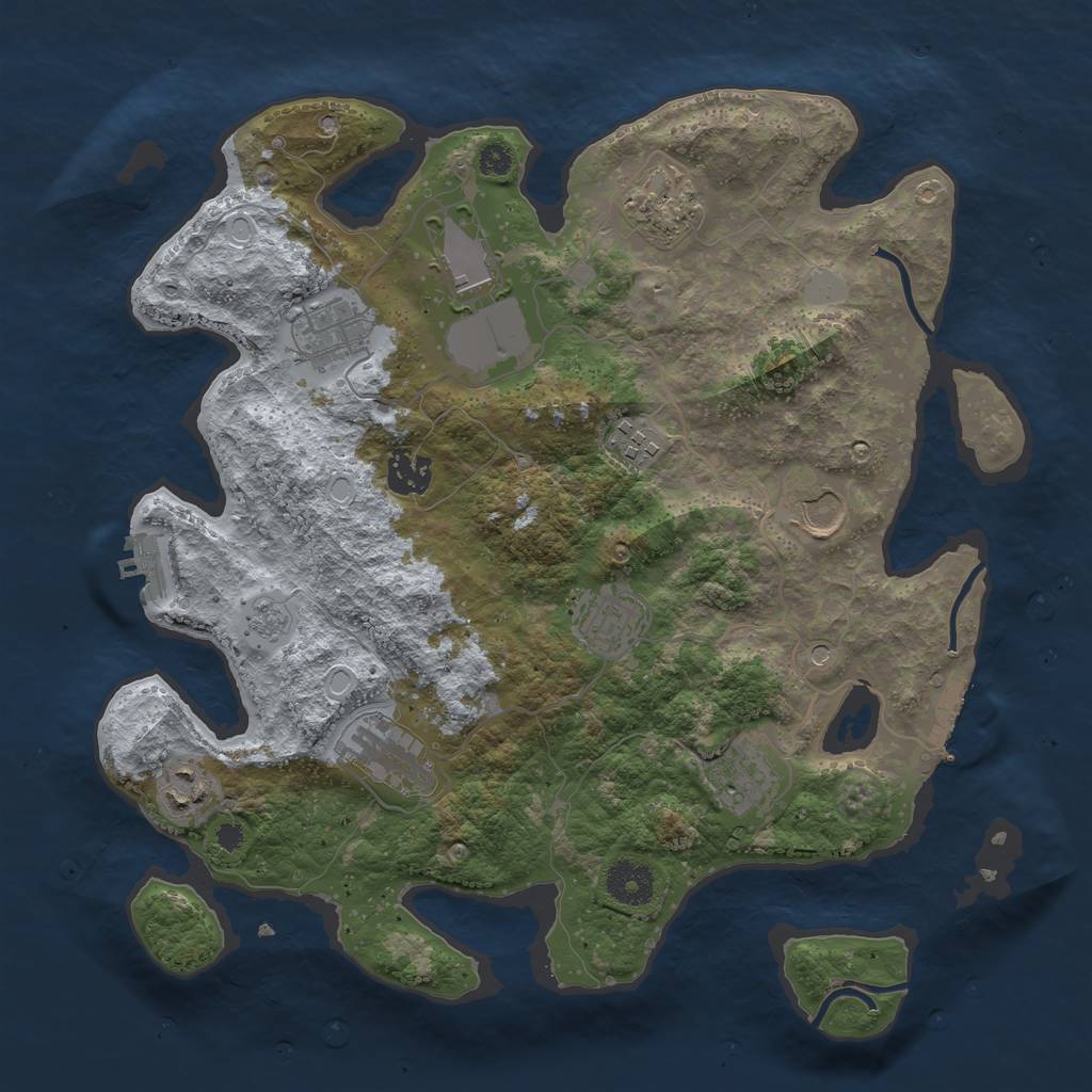 Rust Map: Procedural Map, Size: 3500, Seed: 30192023, 19 Monuments