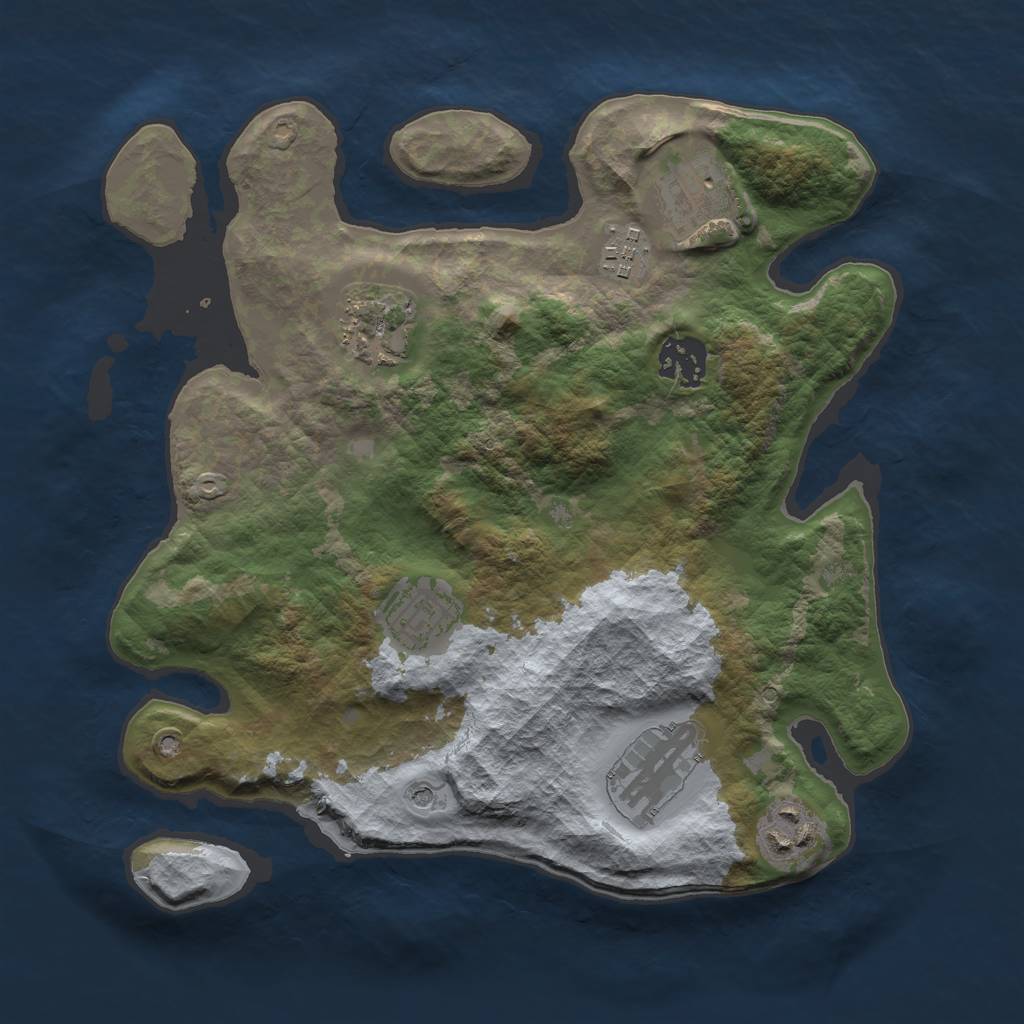 Rust Map: Barren, Size: 3000, Seed: 1028319976, 10 Monuments