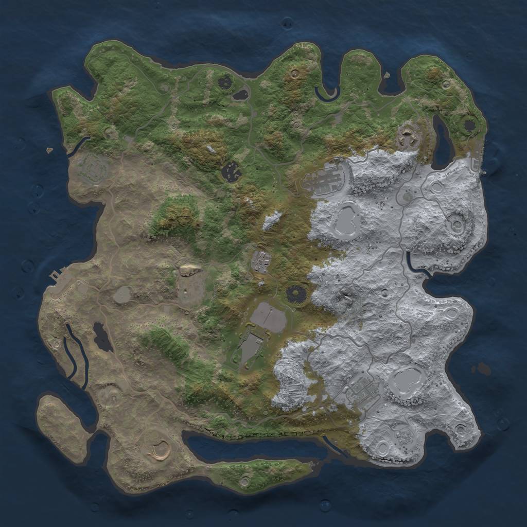 Rust Map: Procedural Map, Size: 4000, Seed: 990209, 18 Monuments