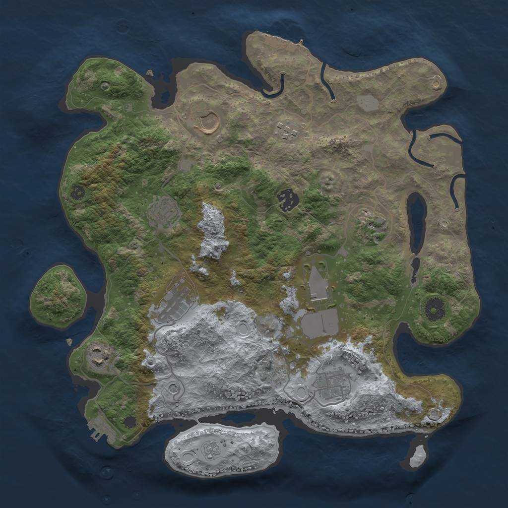 Rust Map: Procedural Map, Size: 3500, Seed: 1758215322, 18 Monuments