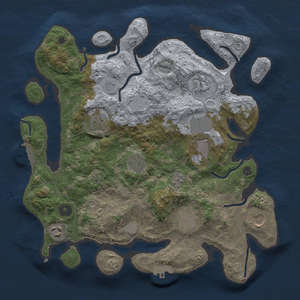 Rust Map: Procedural Map, Size: 3500, Seed: 1843413573, 17 Monuments