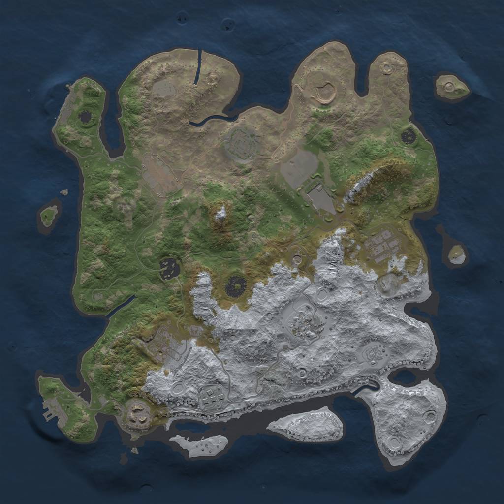 Rust Map: Procedural Map, Size: 3500, Seed: 264847907, 19 Monuments