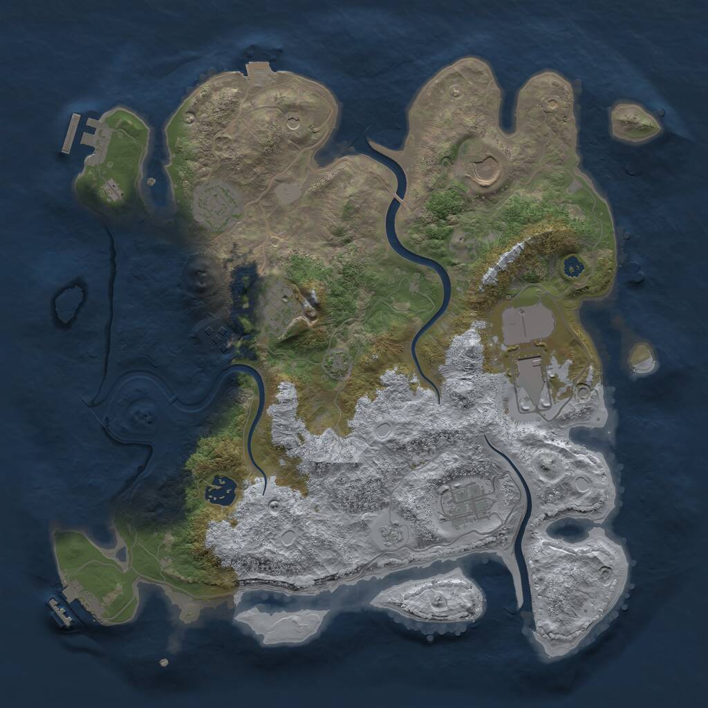 Rust Map: Procedural Map, Size: 3500, Seed: 264847907, 13 Monuments