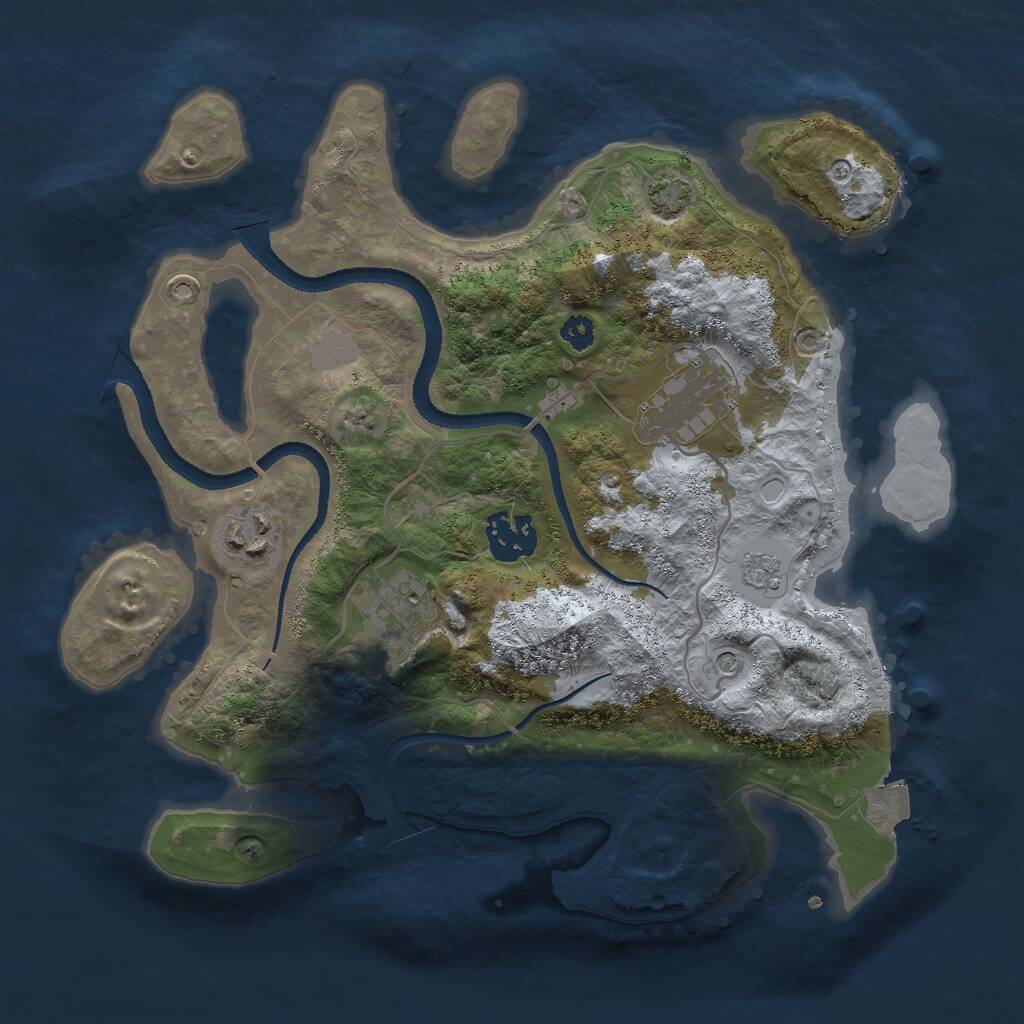 Rust Map: Procedural Map, Size: 3000, Seed: 9608574, 8 Monuments