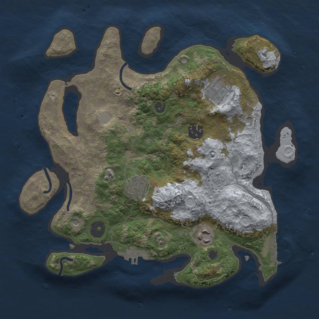 Rust Map: Procedural Map, Size: 3000, Seed: 9608574, 13 Monuments