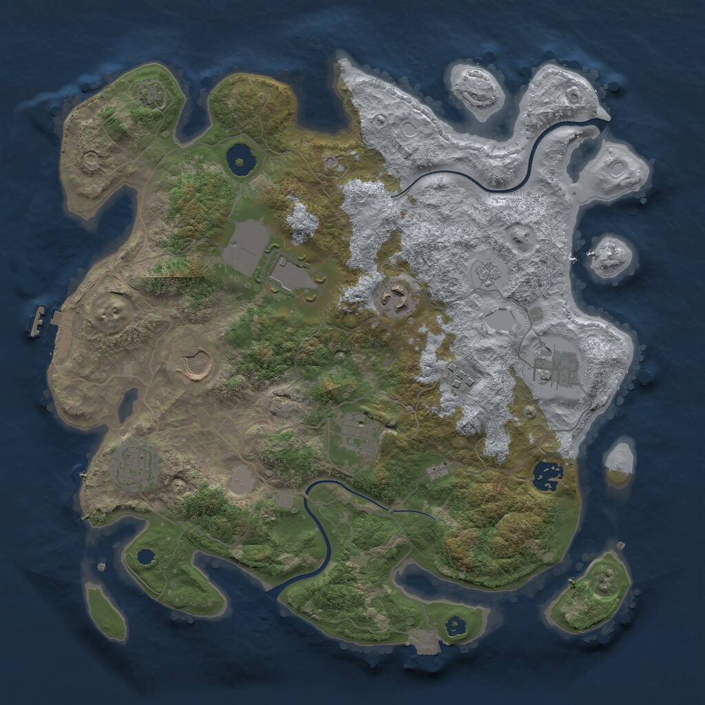 Rust Map: Procedural Map, Size: 3500, Seed: 5003095, 12 Monuments