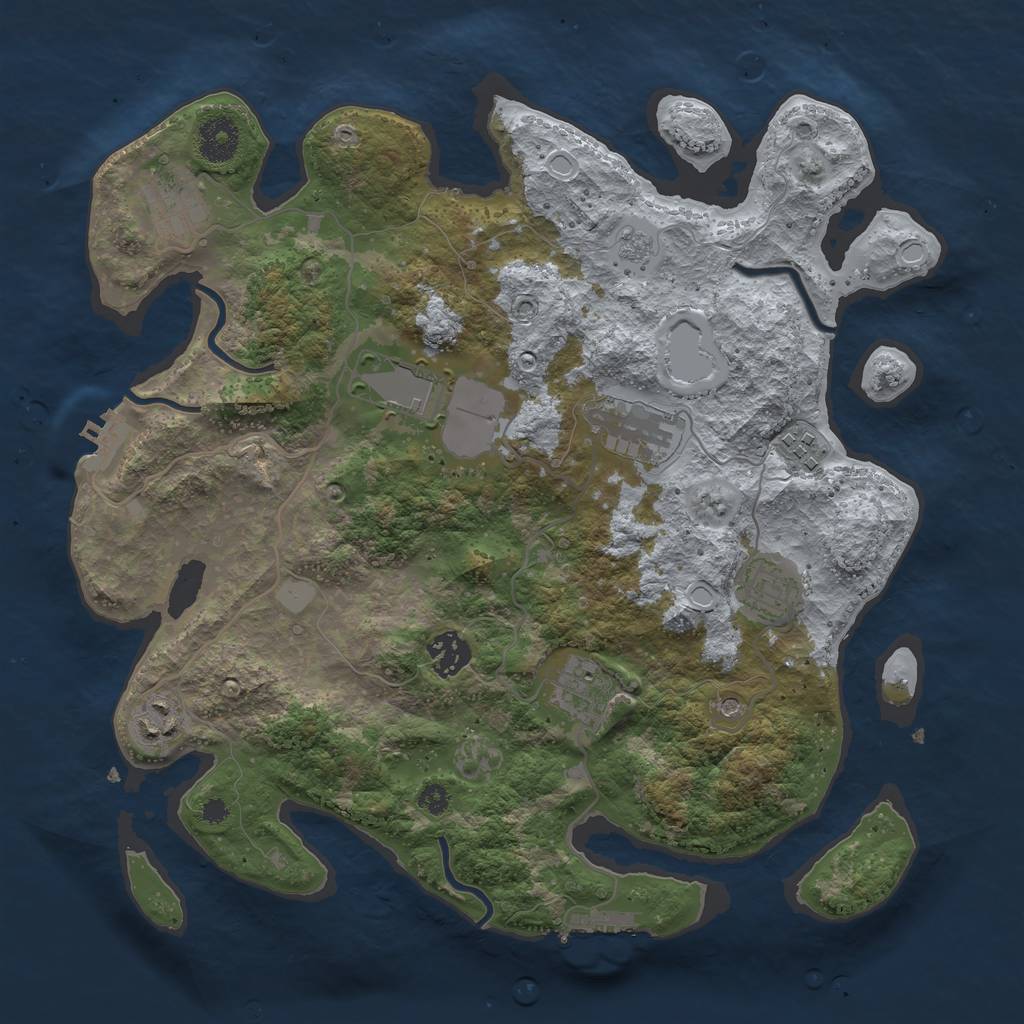 Rust Map: Procedural Map, Size: 3500, Seed: 5003095, 17 Monuments