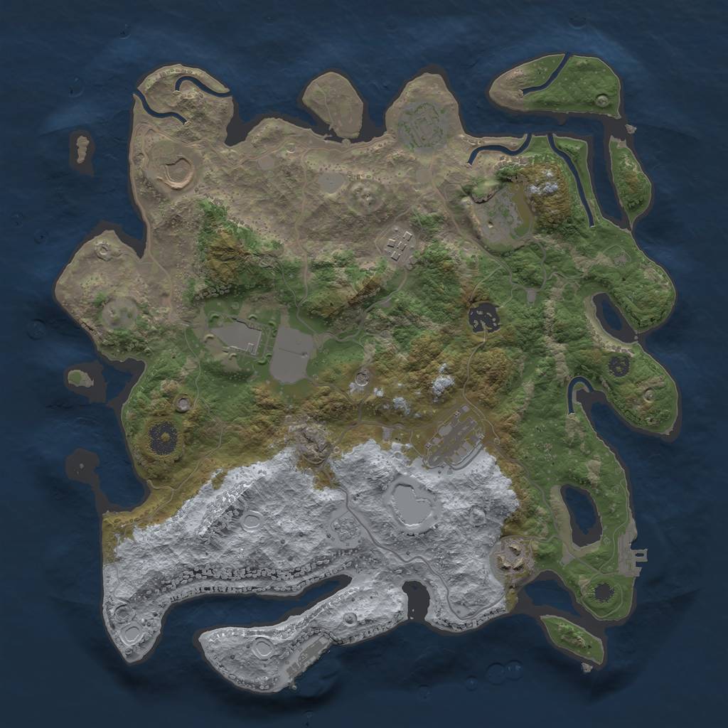 Rust Map: Procedural Map, Size: 3500, Seed: 9100473, 17 Monuments