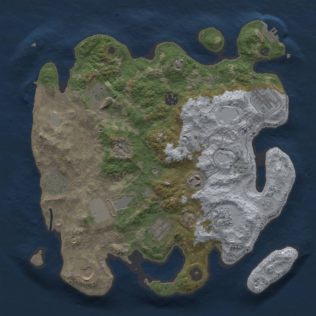 Rust Map: Procedural Map, Size: 3500, Seed: 98456611, 19 Monuments