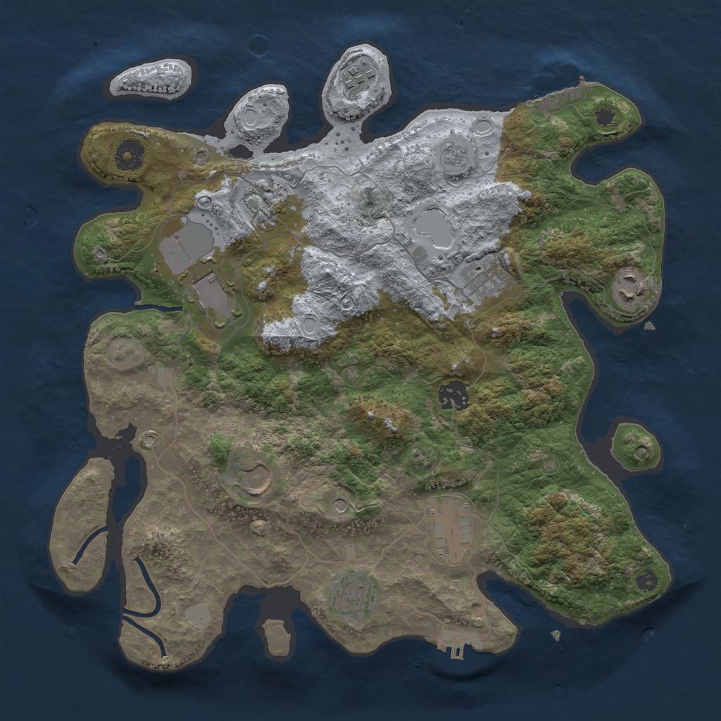 Rust Map: Procedural Map, Size: 3500, Seed: 238196947, 18 Monuments