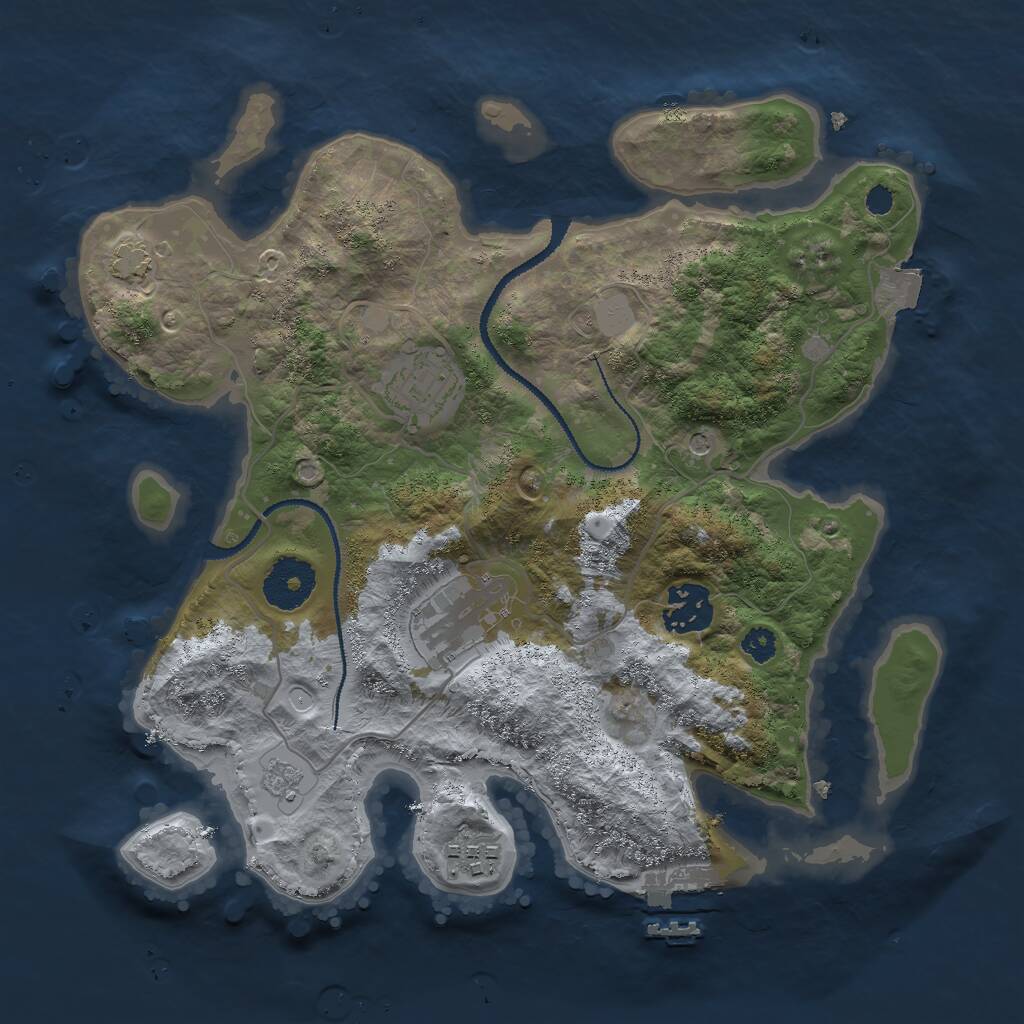 Rust Map: Procedural Map, Size: 3000, Seed: 72451, 9 Monuments