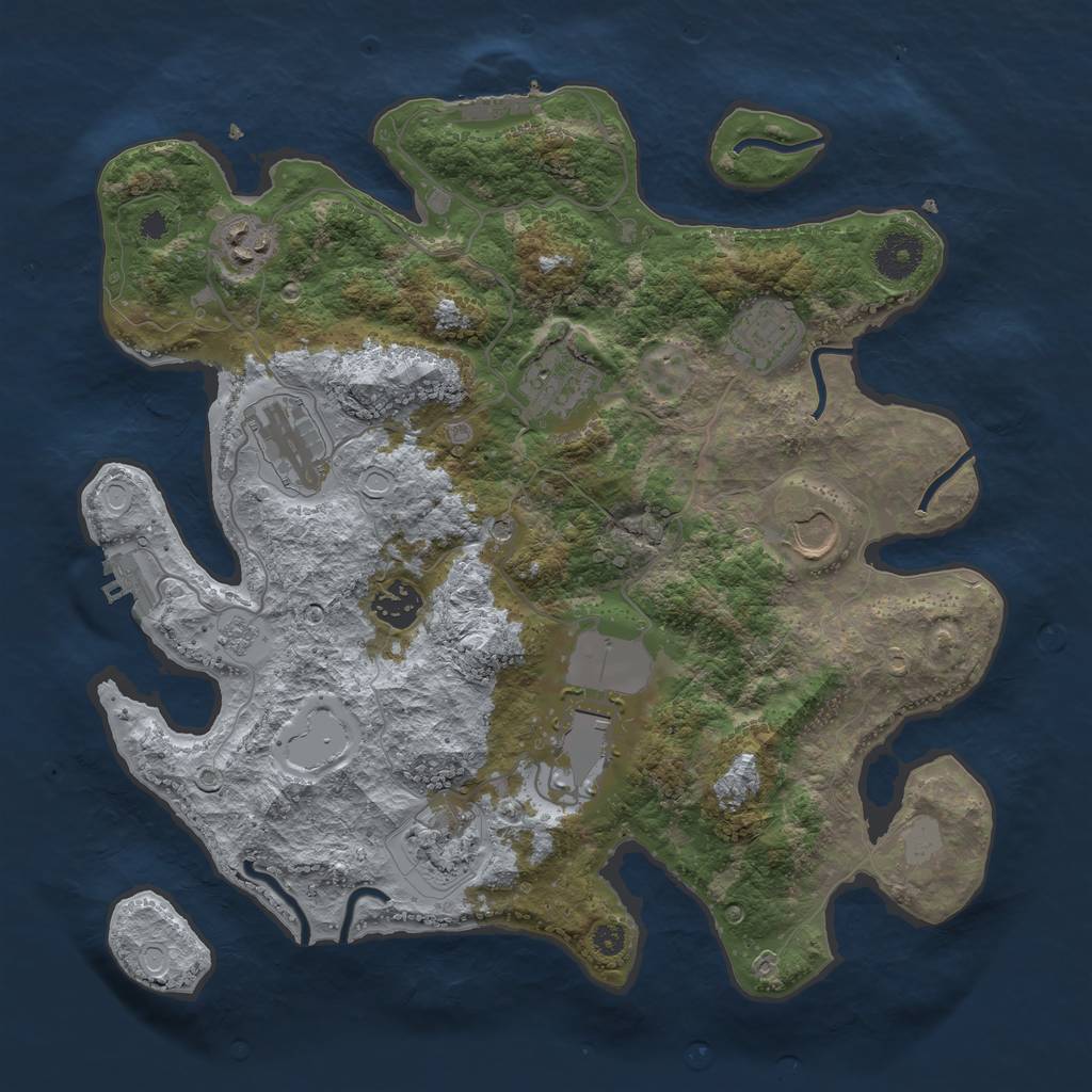 Rust Map: Procedural Map, Size: 3500, Seed: 39403223, 17 Monuments