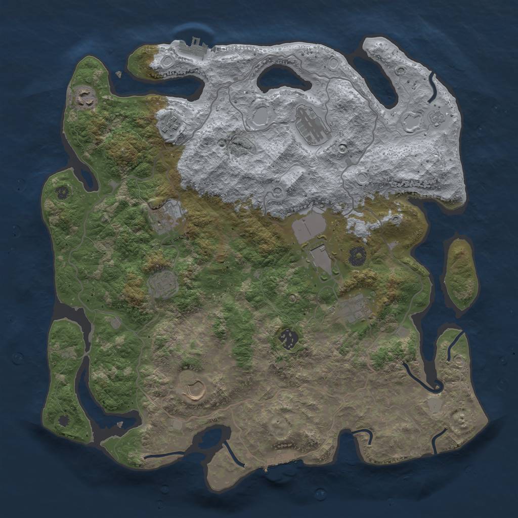 Rust Map: Procedural Map, Size: 4000, Seed: 63587707, 18 Monuments