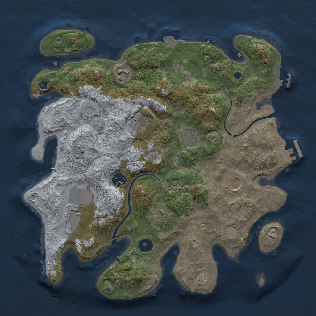 Rust Map: Procedural Map, Size: 3500, Seed: 13722289, 14 Monuments