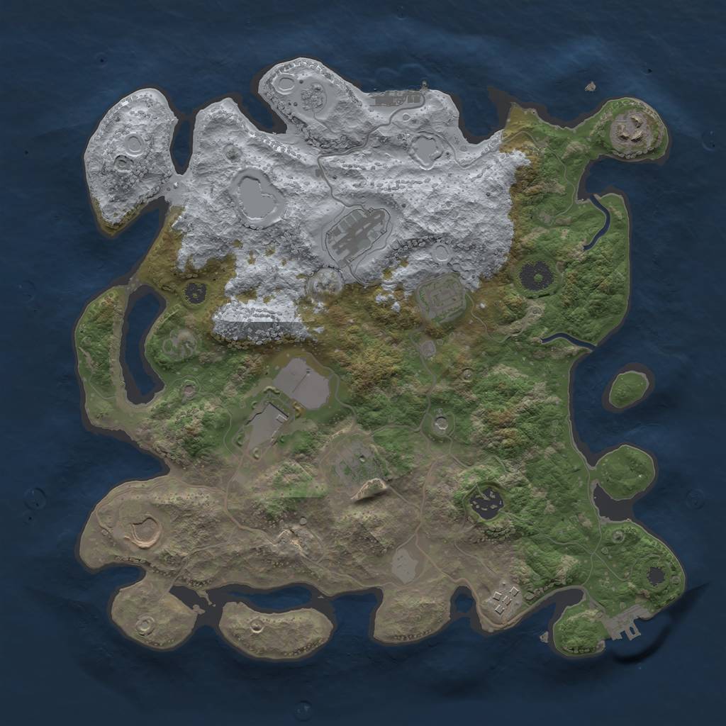 Rust Map: Procedural Map, Size: 3500, Seed: 81553891, 17 Monuments