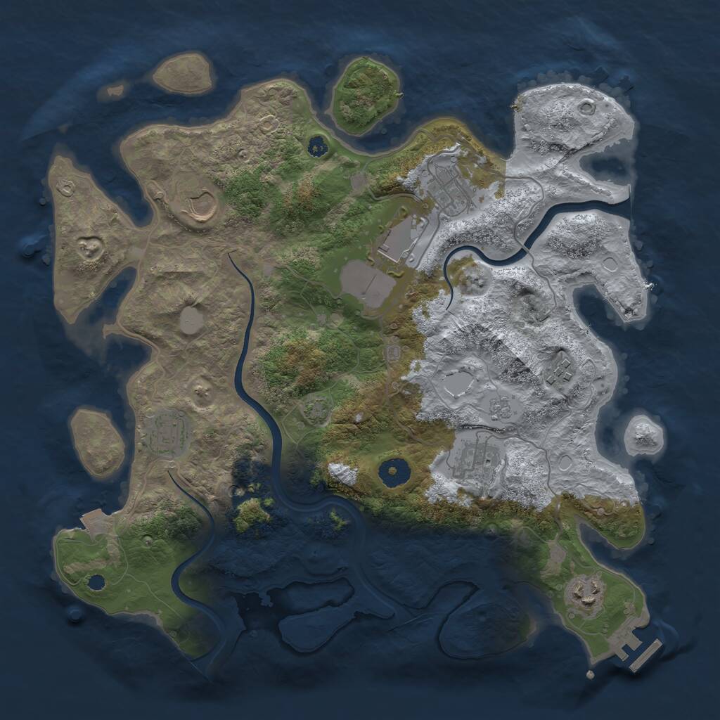 Rust Map: Procedural Map, Size: 3600, Seed: 483045415, 12 Monuments