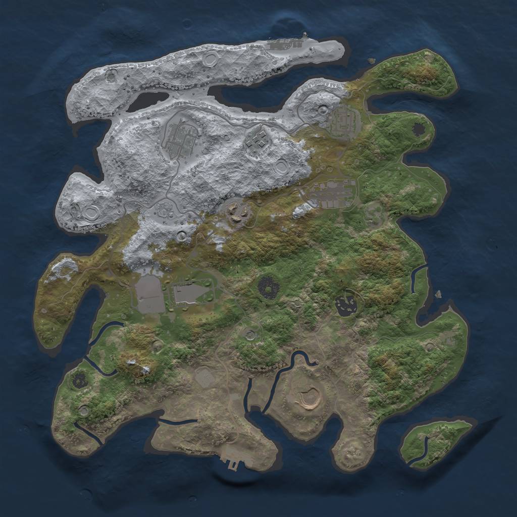 Rust Map: Procedural Map, Size: 3500, Seed: 70576314, 17 Monuments