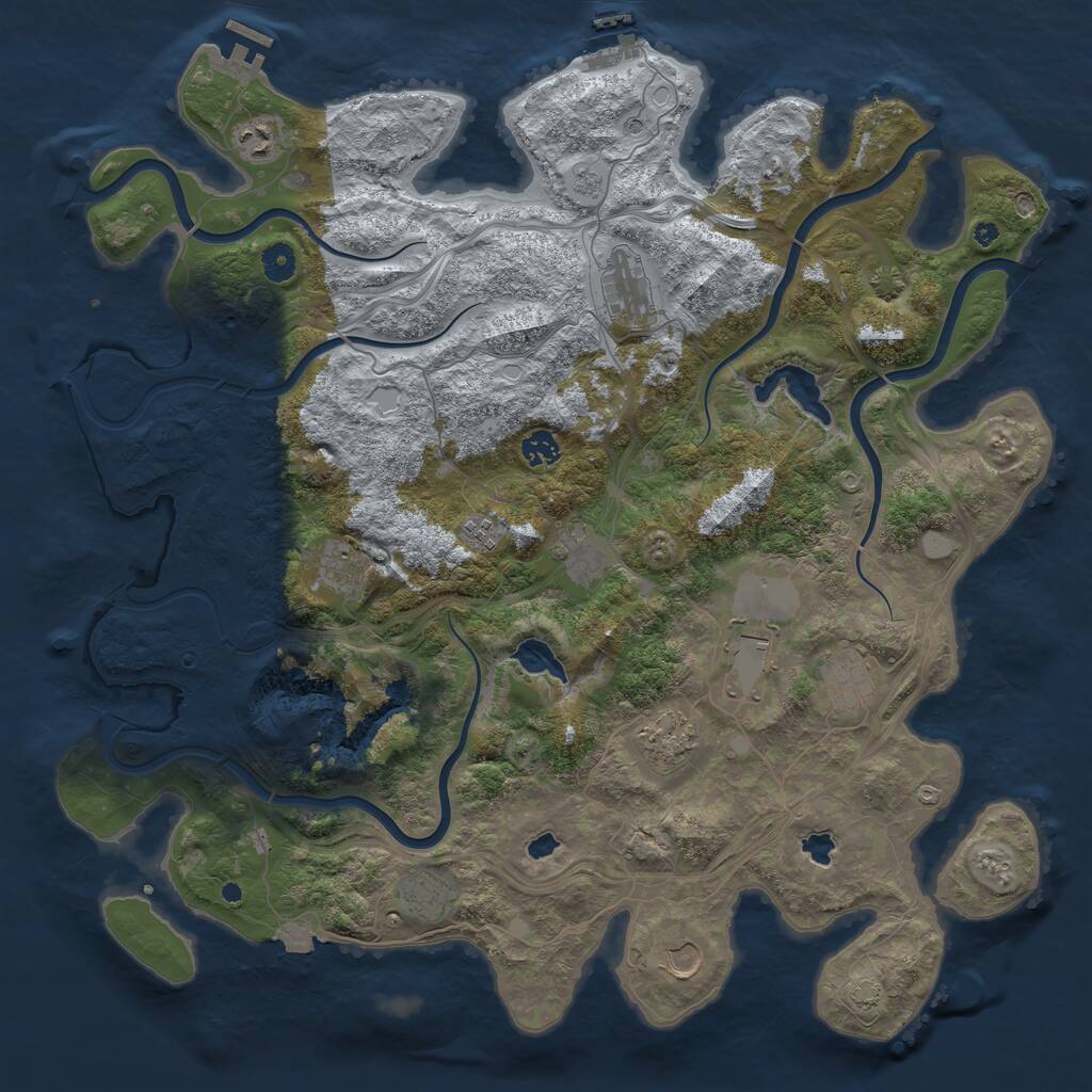 Rust Map: Procedural Map, Size: 4500, Seed: 844568057, 17 Monuments