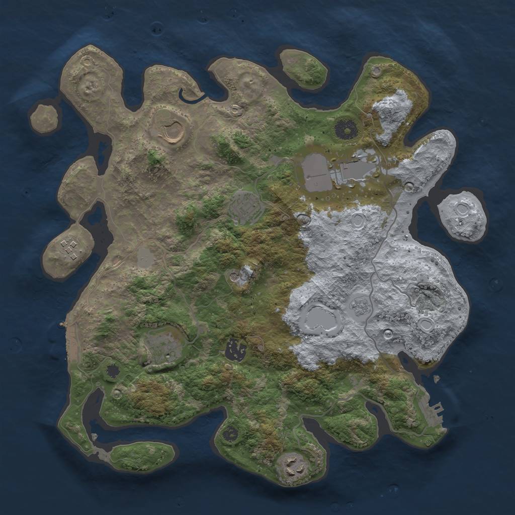 Rust Map: Procedural Map, Size: 3500, Seed: 427800143, 16 Monuments