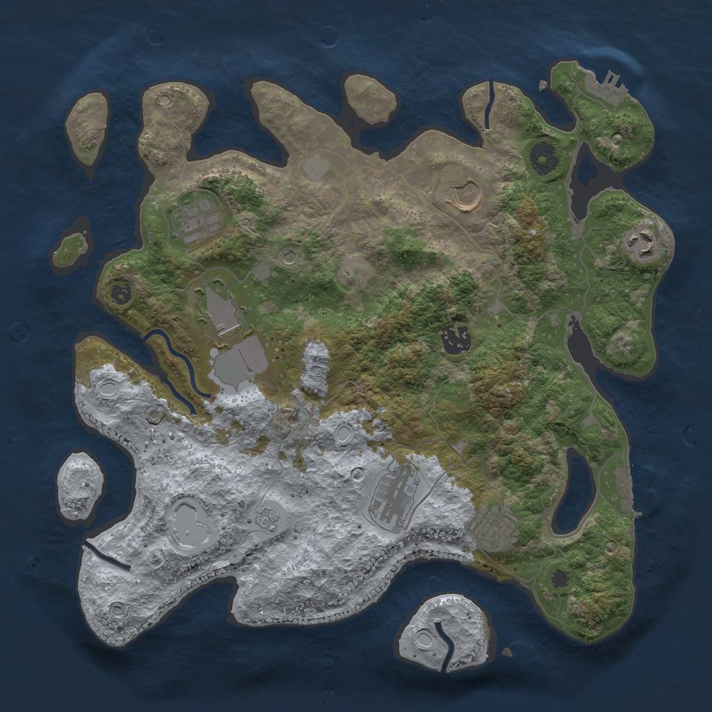 Rust Map: Procedural Map, Size: 3500, Seed: 1364055678, 16 Monuments