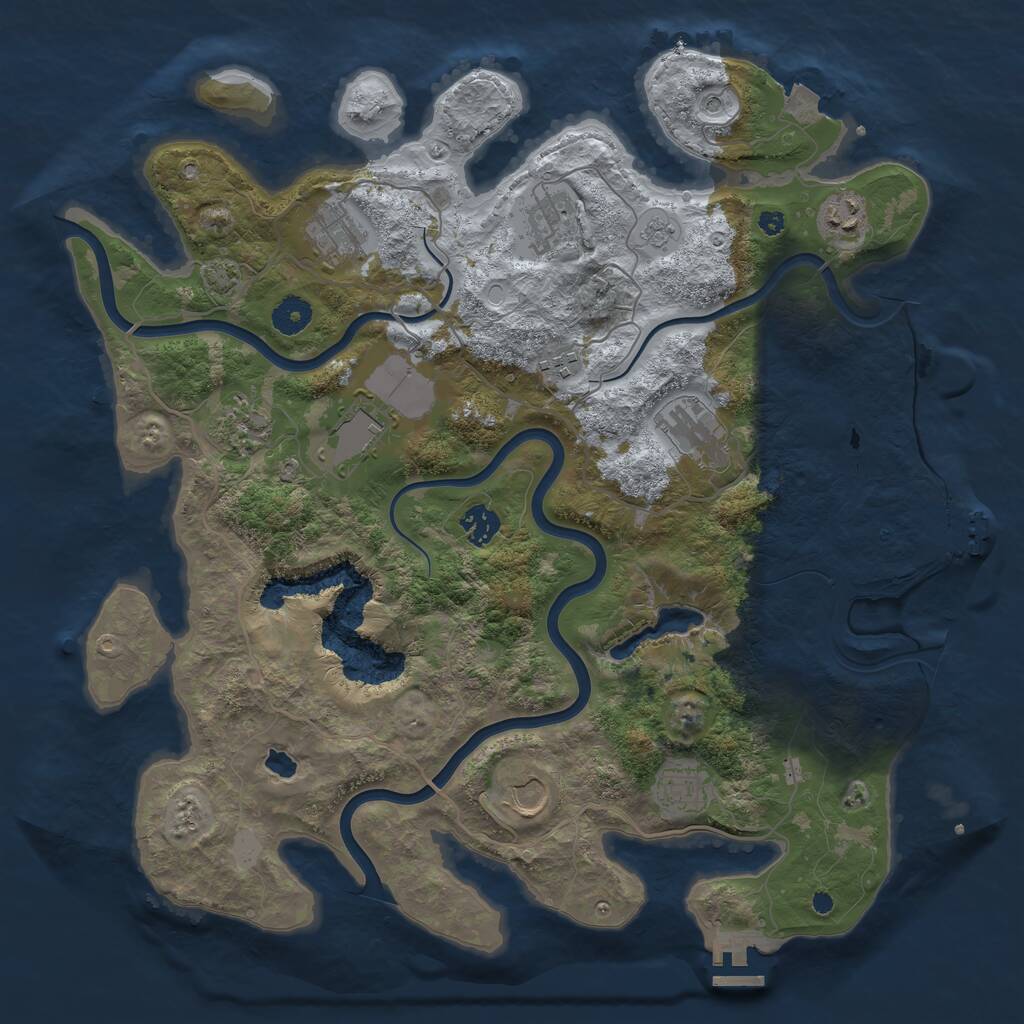 Rust Map: Procedural Map, Size: 4000, Seed: 81858300, 16 Monuments