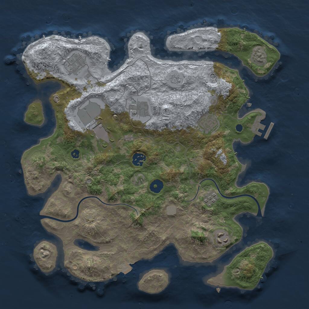 Rust Map: Procedural Map, Size: 3500, Seed: 402653967, 12 Monuments