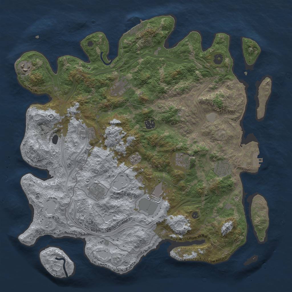 Rust Map: Procedural Map, Size: 4250, Seed: 2833942, 18 Monuments