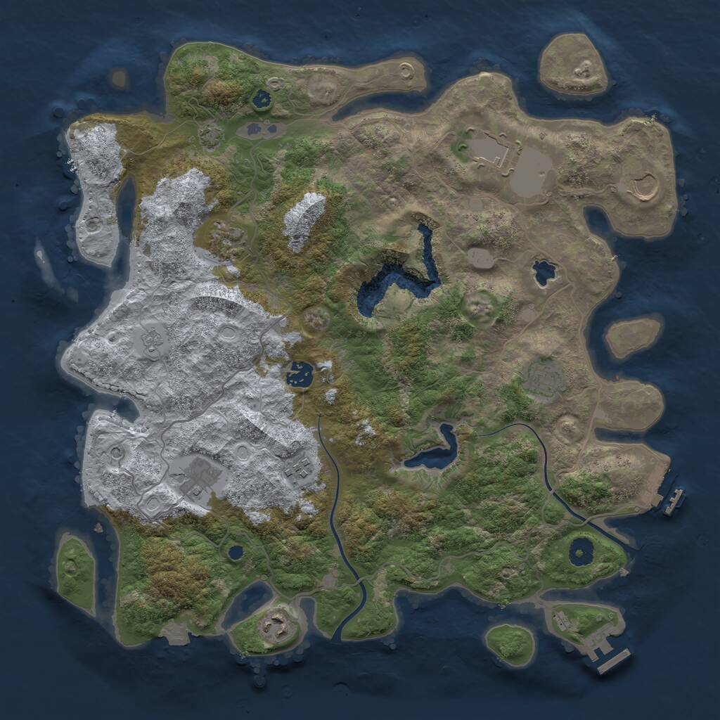 Rust Map: Procedural Map, Size: 4000, Seed: 2077398224, 14 Monuments