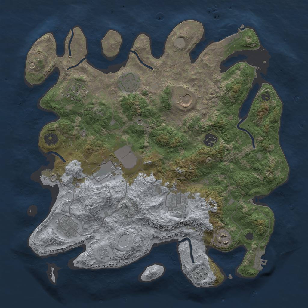 Rust Map: Procedural Map, Size: 3500, Seed: 3494725, 18 Monuments