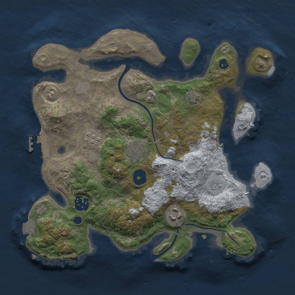 Rust Map: Procedural Map, Size: 3000, Seed: 1673264284, 9 Monuments