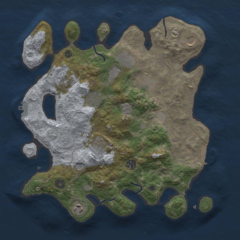Rust Map: Procedural Map, Size: 3500, Seed: 99207159, 18 Monuments