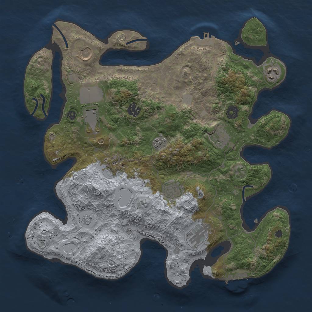 Rust Map: Procedural Map, Size: 3500, Seed: 89311520, 18 Monuments