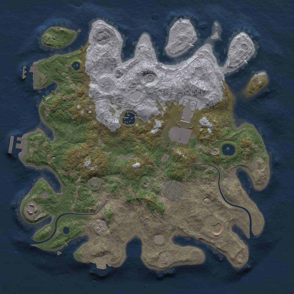 Rust Map: Procedural Map, Size: 3500, Seed: 1916793674, 12 Monuments