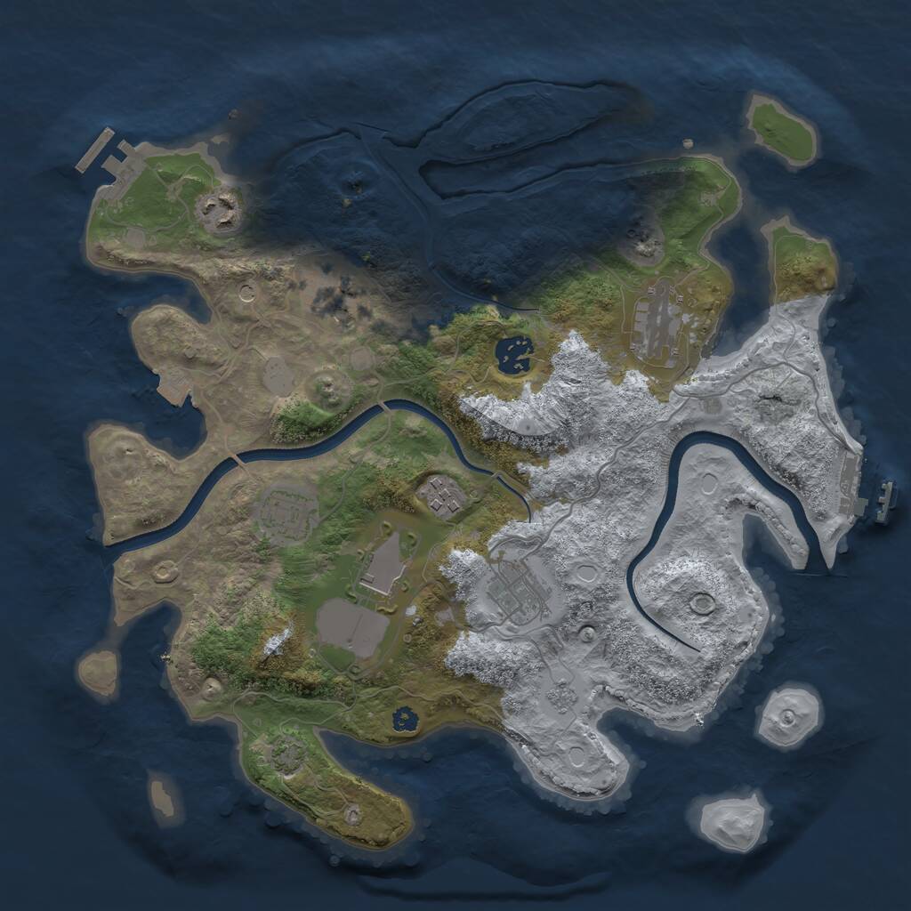 Rust Map: Procedural Map, Size: 3500, Seed: 825648367, 14 Monuments