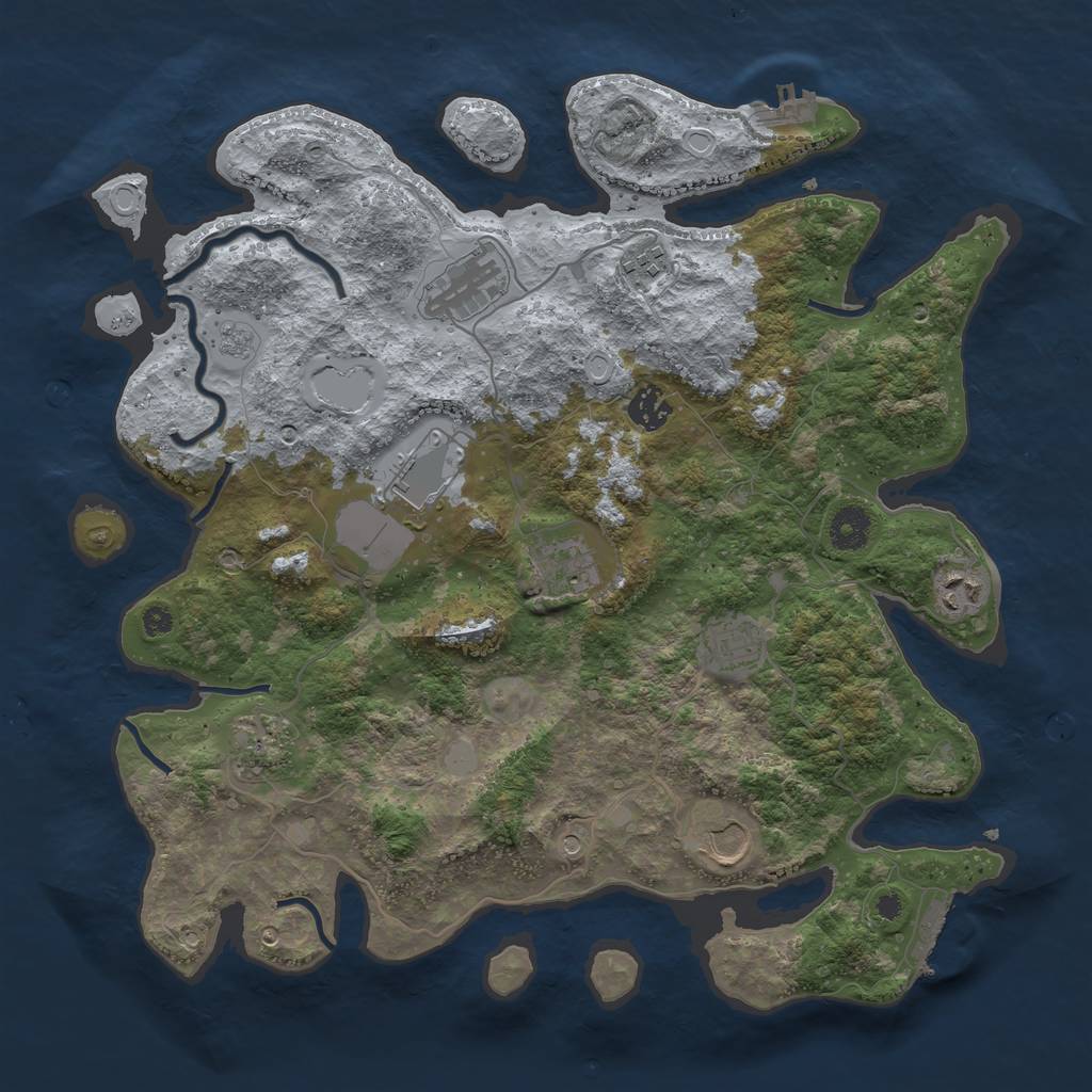Rust Map: Procedural Map, Size: 3800, Seed: 35324947, 18 Monuments