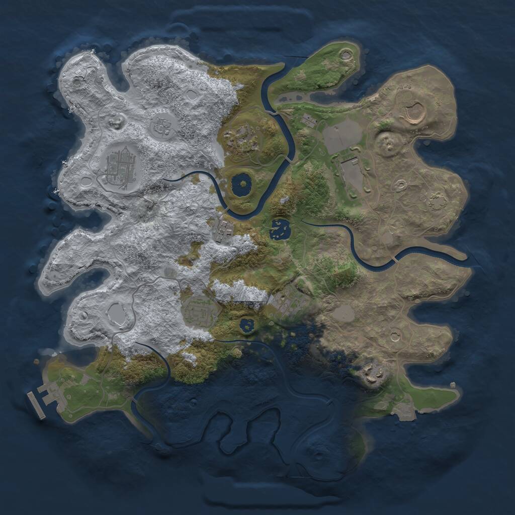 Rust Map: Procedural Map, Size: 3500, Seed: 358367310, 14 Monuments