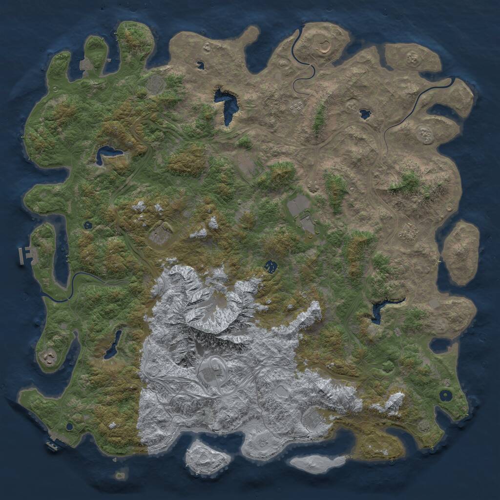 Rust Map: Procedural Map, Size: 6000, Seed: 345652, 17 Monuments